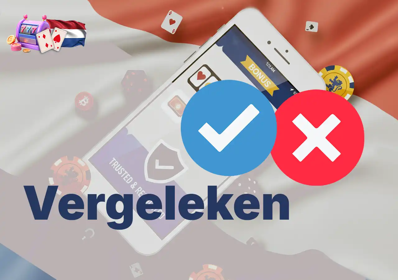 Tabel met pictogrammen die casinovergelijking weergeven